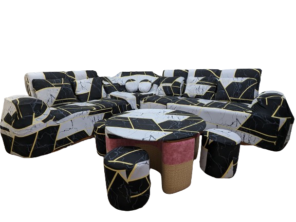 China Print Sofa Cover (2+2+1+Corner+box, +T-Table+ 7 kuson cover)