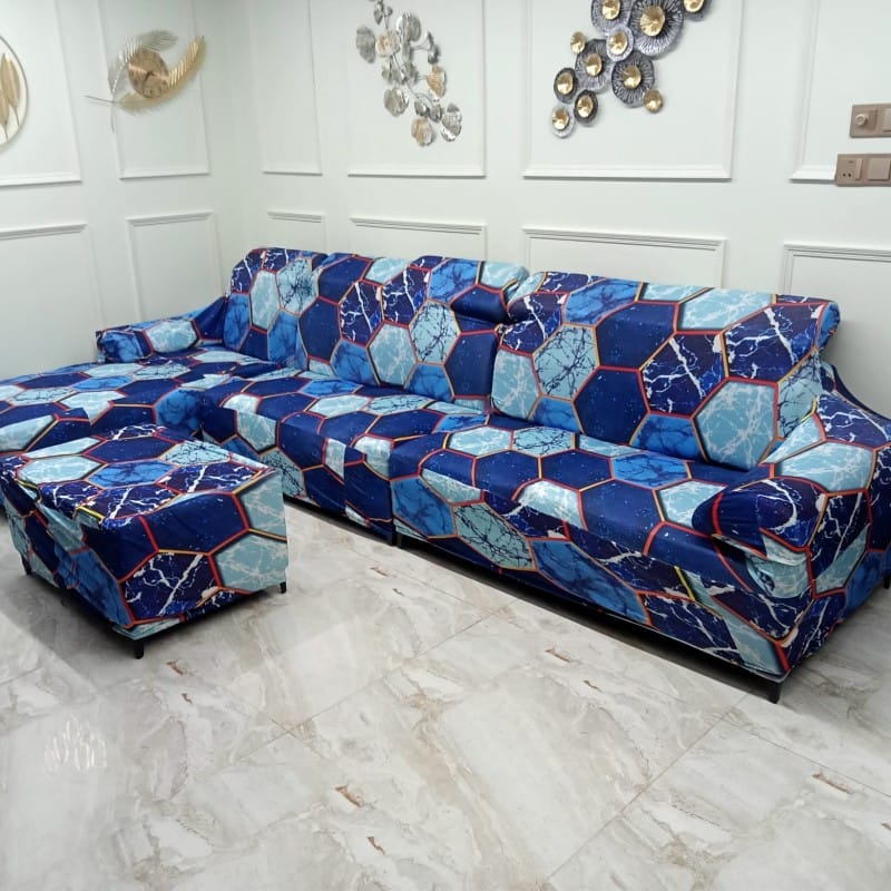 China Print Sofa Cover (2+2+Divan+T-Table)