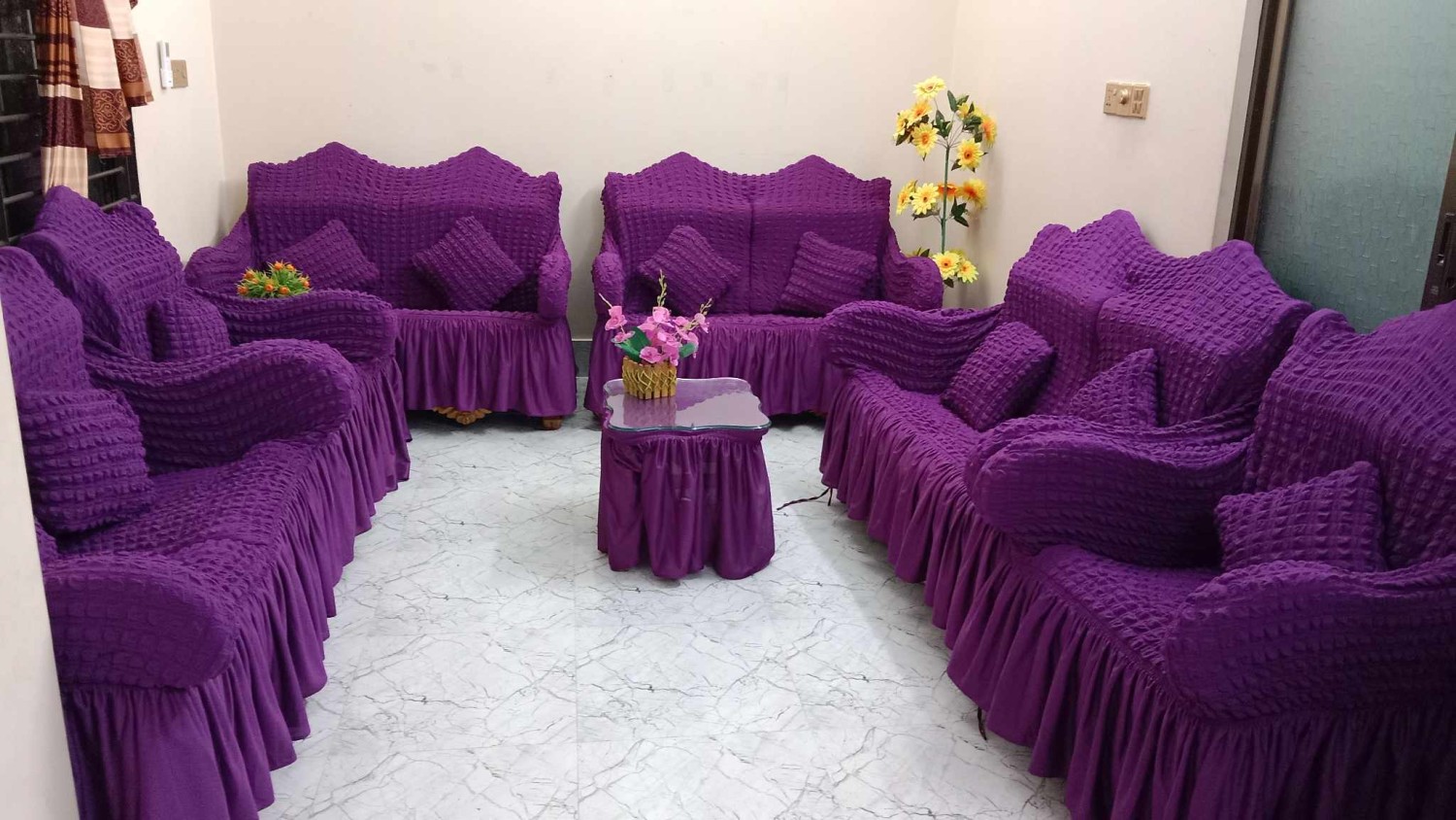 2+2+1+1 Turki sofa cover(Purple colour)